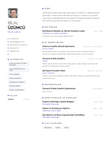 Kuaför Cv Örnekleri cv indir